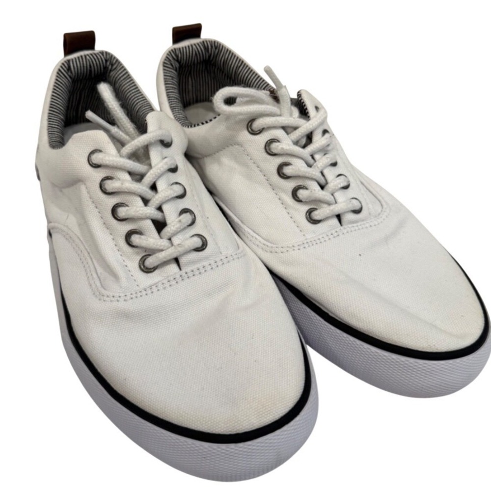 Goodfellow & Co Mens Brady White Canvas Lace Up Low Top Sneaker Shoe Size 8 - Picture 1 of 8